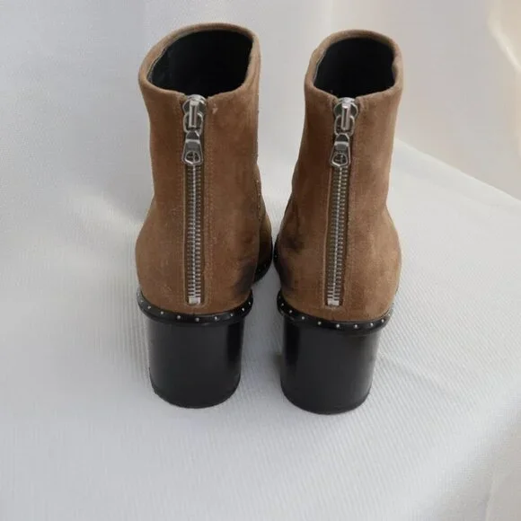 Rag & Bone Willow Brown Suede Studded Heeled Boots Sz 7 - Picture 7 of 11
